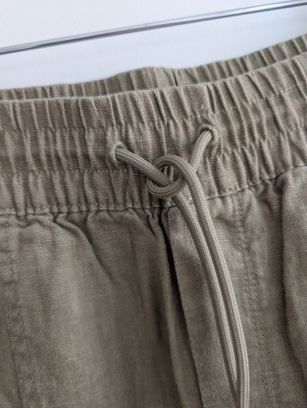 Athleta 100% Linen Wide Leg High Rise Pants Tan Khaki Sz S Pockets